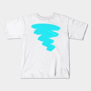 Abstract Neon Cyan Brush Stroke Kids T-Shirt